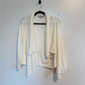 Loft cream merino wool white draped front cardigan size medium